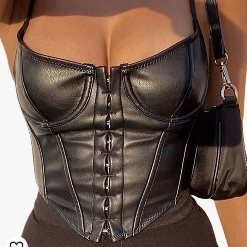 Sexy leather corset bustier